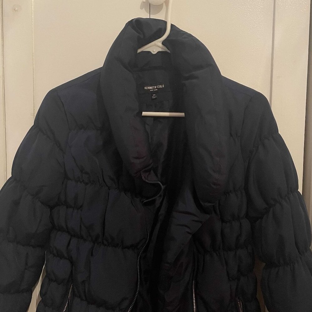 Navy Blue Slim Fit Puffer Jacket - XS
